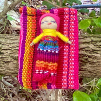 Single worry doll in textile bag Worry Dolls