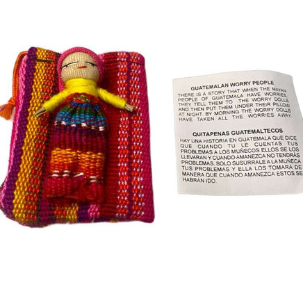 Single worry doll in textile bag Worry Dolls