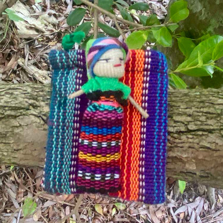 Single worry doll in textile bag Worry Dolls