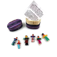 6 Mini Worry Dolls In a Box Covered in Traditional Fabric Worry Dolls