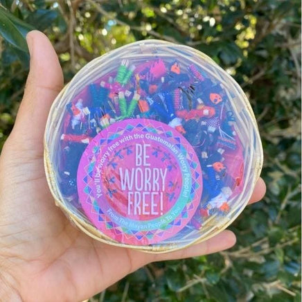 72 Mini Worry Dolls in Cute Cane Basket Worry Dolls