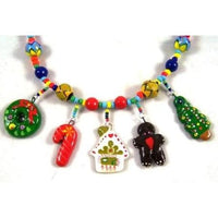 Christmas Necklace with ceramic charms Worry Dolls
