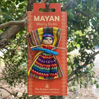 Jumbo Large Worry Dolls on a Textile Pouch Mounted on a Card Worry Dolls