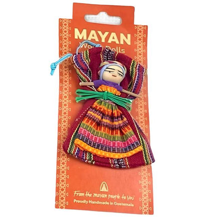 Jumbo Large Worry Dolls on a Textile Pouch Mounted on a Card Worry Dolls