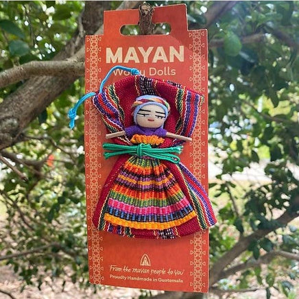 Jumbo Large Worry Dolls on a Textile Pouch Mounted on a Card Worry Dolls