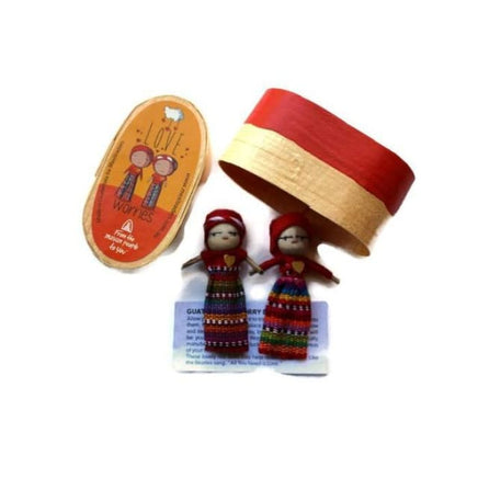 Love Worry Dolls in a Big Wooden Box Worry Dolls
