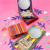 Worry Dolls Mirror in Foldable case covered with Traditional Mayan Fabric Worry Dolls