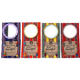 Worry Dolls Mirror in Foldable case covered with Traditional Mayan Fabric Worry Dolls