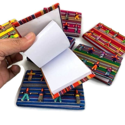 Worry Dolls Notebook covered with Traditional Mayan Fabric Worry Dolls