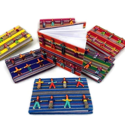 Worry Dolls Notebook covered with Traditional Mayan Fabric Worry Dolls