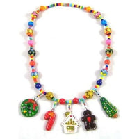Christmas Necklace with ceramic charms Worry Dolls