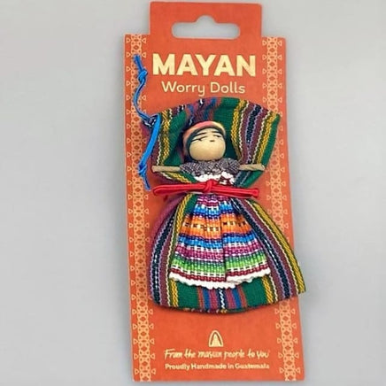 Jumbo Large Worry Dolls on a Textile Pouch Mounted on a Card Worry Dolls