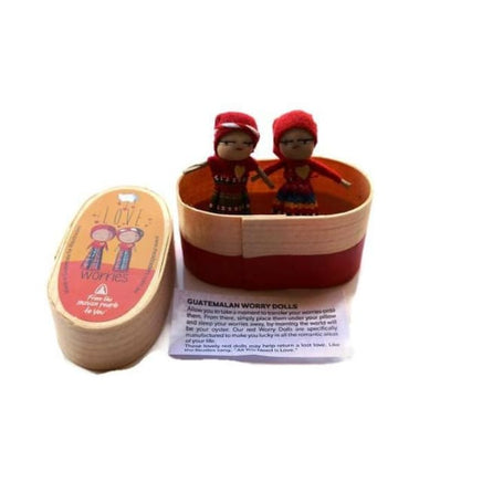 Love Worry Dolls in a Big Wooden Box Worry Dolls
